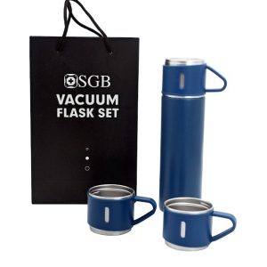 מארז תרמוס מהודר+שלוש כוסות כחול