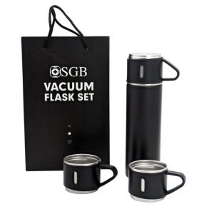 מארז תרמוס מהודר+שלוש כוסות שחור