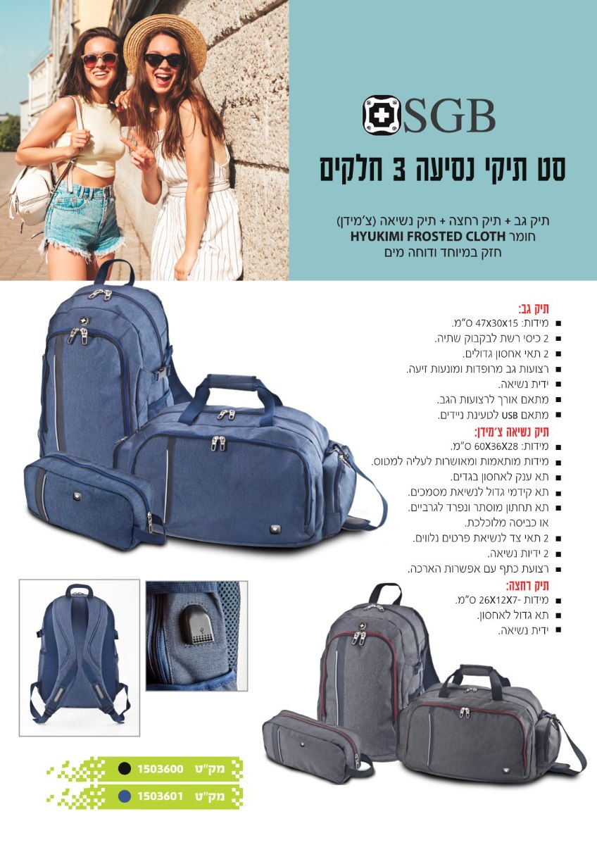 סט תיקי נסיעה 3 חלקים כחול סט תיקי נסיעה 3 חלקים כחול