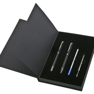 סט מהודר 2 עטים + 2 מילויים צבע כחול בקופסה LAUSANNE